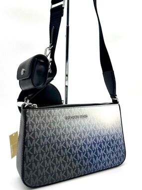 Michael Kors Jet Set Logo Crossbody Bag w Case for Apple AirPods Pro Black Multi